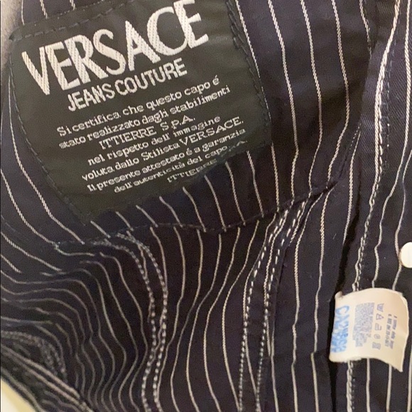 Gianni Versace Jean couture pinstripe blue Jean jacket vintage Medusa jacket - Picture 6 of 8
